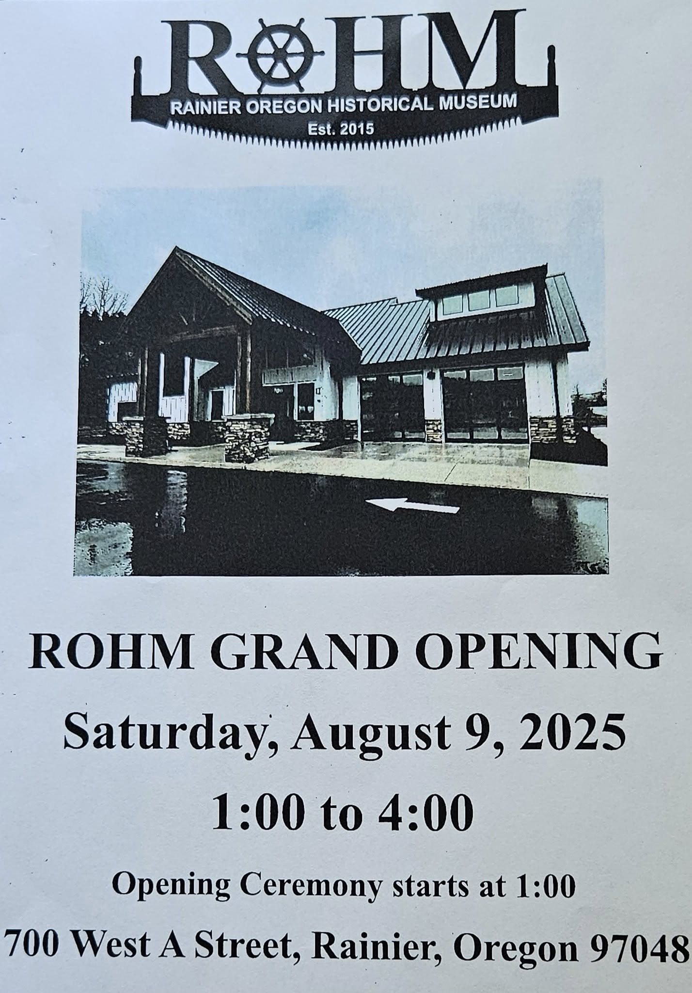 Grand Opening of the new Rainier Oregon Historical Museum